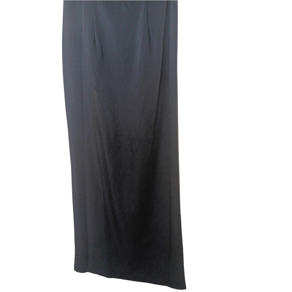 New without Tags Mac Duggal 20962 Black Crepe Flutter Sleeve Maxi Gown Sz 10 - Picture 9 of 16